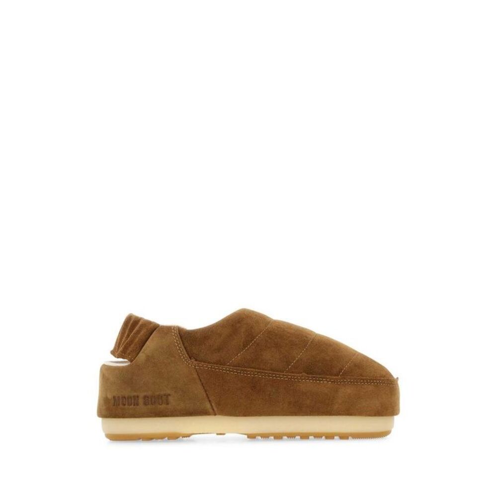MOON BOOT Quilted Suede Slippers Women CAMEL Sandals